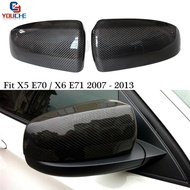 E70 E71 Rear Door Side Wing Mirror Cover Carbon Fiber Mirror Caps for BMW X5 X6 E70 E71 2007 - 2014 