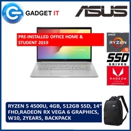 ASUS VIVOBOOK M413I-AEK058TS / M413I-AEK057TS LAPTOP (RYZEN 5 4500U,4GB,512GB SSD,14" FHD,RX VEGA 6,WIN10) FREE BACKPACK