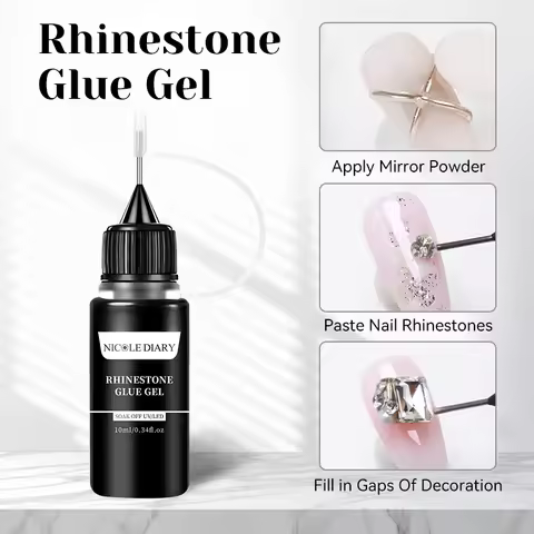 NICOLE DIARY Nail Rhinestone Glue Gel for The Drill Jewelry Decorations Tranparent Glue Soak Off UV 