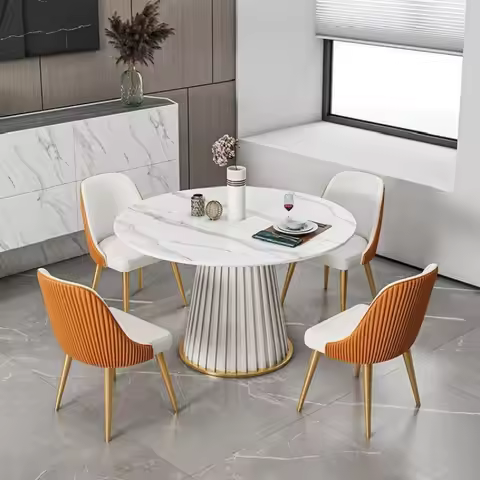 Small Apartmen Dining Table Round Center Nordic White Coffee Tables Chairs Organizer Muebles Living 