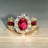 Luxury 2 CT Oval Red Lab Grown Sapphire High Carbon Diamond Gems For Women Wedding Engagement Rings 