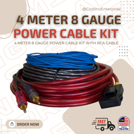 4 meter 8 Gauge AWG Car Audio Power Cable Kit with 20A Blade Fuse and 8 meter Rca Cable
