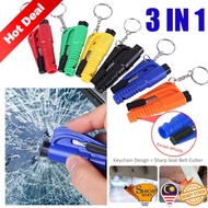 Car Mini Keychain with Emergency Window Hammer Breaker Escape Whistle Seat Belt Cutter 3 In 1 Car Rescue Tool Kit
