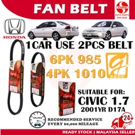 S2U Gaido Fan Belt Honda Civic 1.7 D17A 01YR Air Cond Alternator Power Steering Belt 4PK1010 6PK985 Tali Kipas Kereta