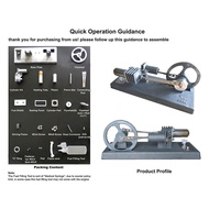 (DGHV) 1Set Stirling Engine Model Assembled DIY Power Generation LED Light Steam Heat Education Mode