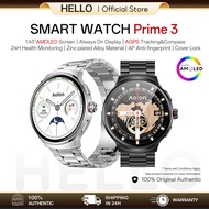HELLO & Aolon Prime 3 jam Smart Watch man AMOLED Screen AOD Metal Case Health Monitoring 100+ Sports