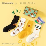 MUZIK TIGER x CARAMELLA 虎年 男女情侶襪禮盒套裝 (一套4對)  / 虎年男女純棉襪 / 可愛老虎圖案中筒襪 / 情侶襪 / 送禮 交換禮品 生日禮物 新年禮物 聖誕節禮物 情