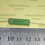 HIJAU 6W4K7J GREEN 4K7 6W WIREWOUND RESISTORS 4k7 6watt copper feet 4.7 kilo ohm 6 watt resistor 4.7