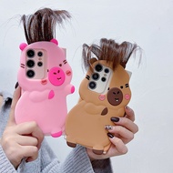 Funny Capybara With Hair Casing For Vivo V50 V40 Lite V40E V30E X200 Ultra X200S Y300 GT Pro Plus Y3