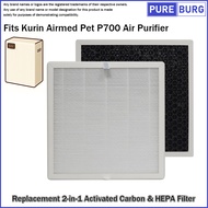 Fits Kurin Pet P700 Air Purifier HEPA & Activated Carbon 2-in-1 Replacement Air Filter