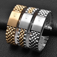 Stainless Steel Watch Chain Men Women Style Substitute Rolex Log Series Watch Strap Steel Band Accessories 17|20mm