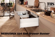 BLUM MERIVOBOX SU4 Sink Drawer Runner Set (Silk White &amp; Orion Grey) -Size 450mm&amp; 500mm