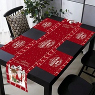 1/5/7/60pcs Christmas Placemat Table Runner Set, Featuring Printed Table Runners For Santa Claus, Ho