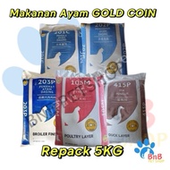 Gold Coin Dedak Ayam 5kg 201C 202P 203P 105M 415P Repack 5kg Makanan Ayam Burung Itik Burung Puyu Pr