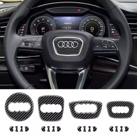1pc carbon fiber Steering Wheel Center Logo Covers Trim For AUDI A6L Q7 Q3 Q5 A7 A5 A3 A4L A8L A8 Q5