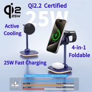 [Qi2.2 25W] Magsafe Charging Station 4-in-1 Active Cooling+Foldable iPhone/Samsung Wireless Charger