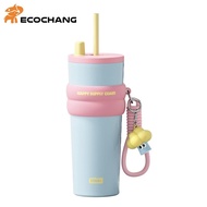 STAR+ แก้วน้ำสแตนเลส 316 เคลือบเซรามิก ขนาด 710 มล. มีหลอดดูด พับเก็บได้ มีที่เก็บฝาหลอด Starplus