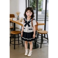 H3 Shirt - Sailor Bow, Girls Shirt with Pleated Skirt, School Outfit Size 8-35kg