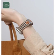 Watch Strap Leather Fabric watch11 10 8 7 se 6 5 4 3 2 38/40/41/42/44/45/46mm Grid Pattern HW22 plus