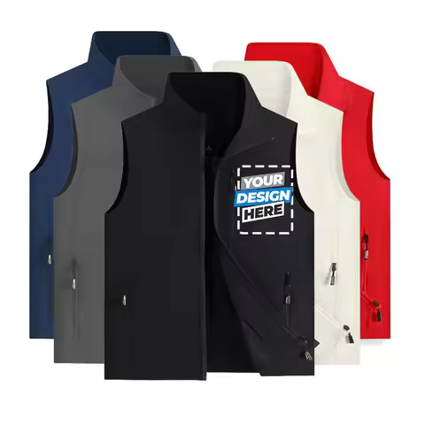 Lightweight 500g Stand Collar Vest Free Logo Printing T800 Windproof Shell With Plush Thermal Lining
