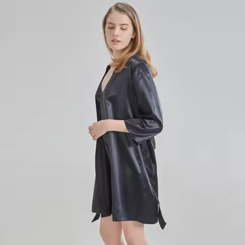 100% Pure Mulberry Silk Pajamas Women Robes 19 Momme 6A Grade Fiber With OEKO-TEX Luxury Silk Sleepw