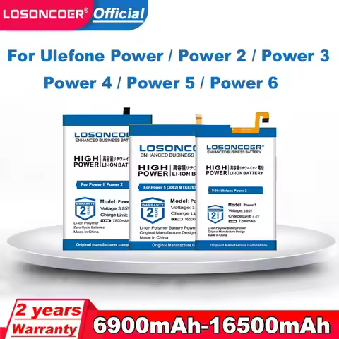 LOSONCOER 6900-16500mAh Battery For Ulefone Power 2 3 5 6 For Ulefone Power DOOGEE T6/ T6 Pro Oukite
