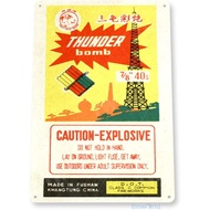 Tin Sign Thunder Bomb Firecrackers 2 Fireworks Stand Booth 4th July Independence Day New Years Metal