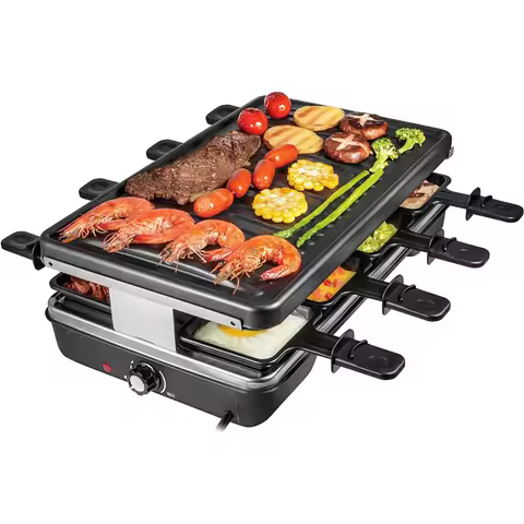 Raclette Table Grill Smokeless Korean BBQ Grill Electric Indoor Black Modern PTFE Mini Portable Elec