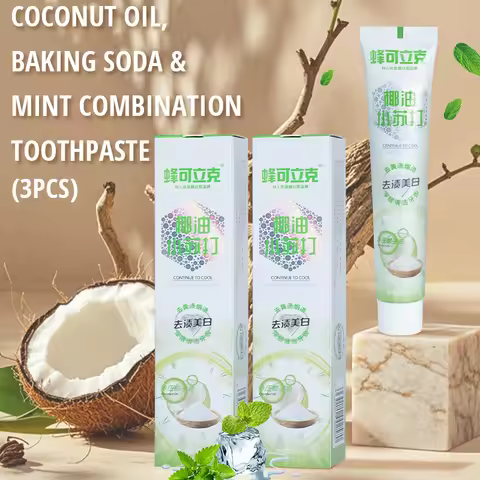 Coconut Oil Toothpaste with Baking Soda Stain Removal Whitening Fluoride-Free Suitable for Smokers F