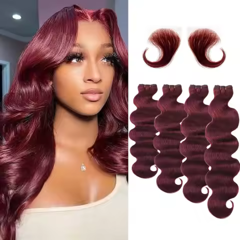 100% Human Hair Body Wave Burgundy Bundles Virgin Red Wine 99J Color Human Hair Extensions Weave 26 
