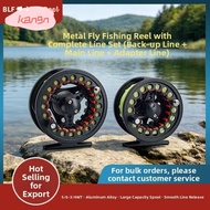 KANGN Fly Reel Combo, Large Arbor Aluminum Fly Fishing Reel, Lightweight 3/4 5/6 WT Backing Leader W