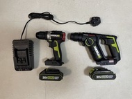 Worx 電批(WU182) + 衝擊鑽(WU380S) 連2電1叉電器