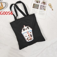 We Bare Bears Boba Tea Tote Bag Canvas Cartoon Bag Harajuku Kawaii Shoulder Bags FXVA