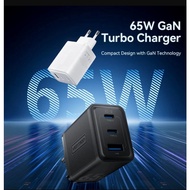 Vention 3-Port USB Type-C + USB-A GaN Charger 65W Turbo Fast Charging Wall Adapter