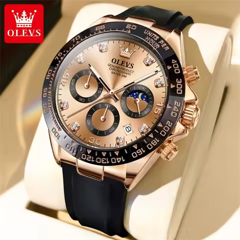 OLEVS 2875 Fashion Man Watch Luxury Original Moon Phase Calendar Wristwatch Chronograph Luminous Wat