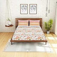 Spaces Atrium 100% Cotton Medium Double Bedsheet with 2 Pillow Covers |Skin Safe and Breathable Mate