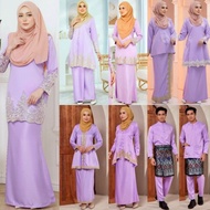 (XS -6XL) Lilac PURPLE KURUNG PAYUNG LACE KEBAYA LACE KEBAYA BAJU MELAYU PLUS SIZE NIKAH TUNANG DINN
