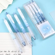 4PCS/Pack Blue Series 0.5MM Gel Pen Black Refill Writing Pen For Students Soft Touch Stationery Pen Office School Supplies New