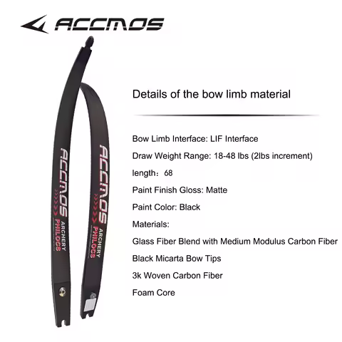 ACCMOS ILF Carbon Fiber Recurve Bow Limbs 68/70inch 24/26/28/30/32/34/36/38/40/42/46/48lbs Archery H