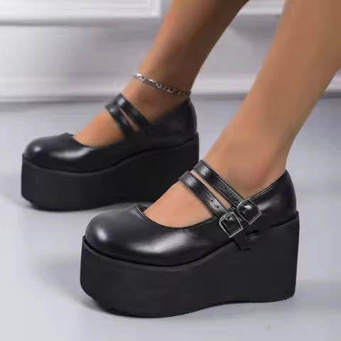 Brand New Female Lolita Cute Mary Janes Pumps Platform Wedges High Heels women's Pumps Sweet Gothic 