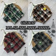 KEMEJA HIJAU MERAH 3D Brown Chess Flannel Shirt 3D RED CHESS 3D GREEN CHESS 3D NAVI Premium Flannel 