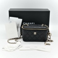 Chanel 香奈兒 Mini Square Pearl Crush 方胖子 黑色 羊皮小足球 斜背鏈帶包