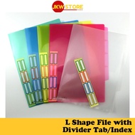 5pcs/set A4 L Shape File 3 Pockets with Index / File 3 Poket Dengan Indeks L Shape Divider File