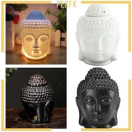 [Perfk] Buddha Head Statue Oil Burner Candle Censer Melt Burner Fragrance for Meditation Home Bedroom Decor