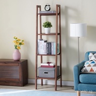 Solid Wood Corner Ladder ft Bookshelf Wooden Floor-standing Side Cabinet Corner TV Wall Storage Rack