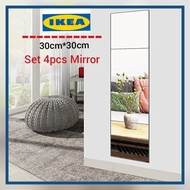 Set 4pcs IKEA Mirror 30cmx30cm Walle Decor/Cermin Sticker Hiasan Dinding