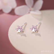 Design Earrings Cat Paw2025High-end New Pink Diamond Hot-selling Ear Piercing Care Free S999Unique P