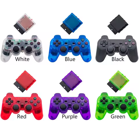 Transparent Color Wireless Joystick for PS2 2.4G Gamepad Vibration for PS2 Controller