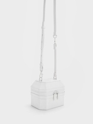 手提拉鍊箱型包 - 白色