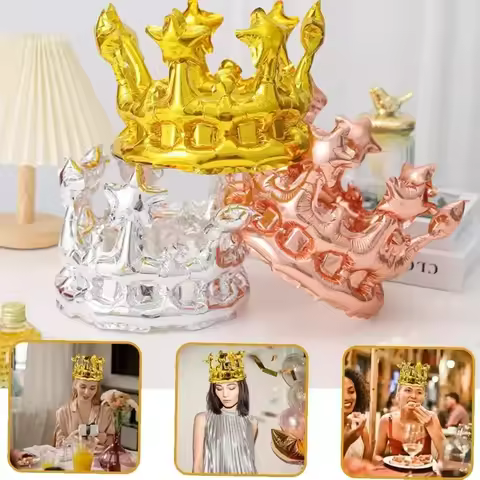 1PCS Gold Sliver Rosegold Crown Headband Balloons Wedding Birthday Party Princess Prince Decors Ball